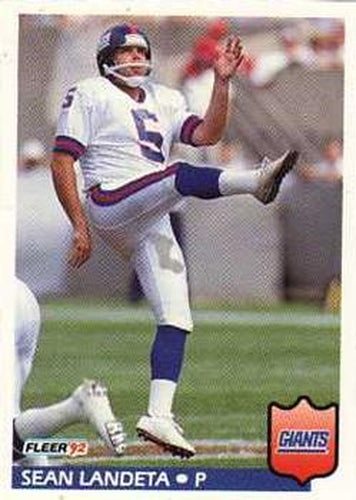 #296 Sean Landeta - New York Giants - 1992 Fleer Football