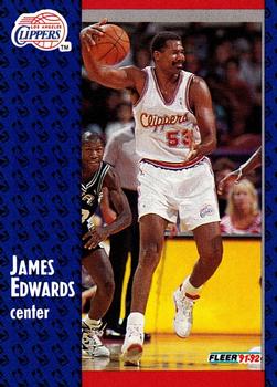 #296 James Edwards - Los Angeles Clippers - 1991-92 Fleer Basketball