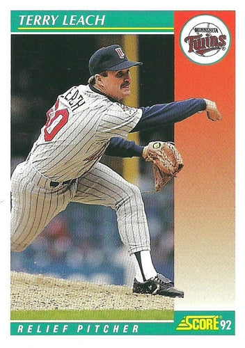 #296 Terry Leach - Minnesota Twins - 1992 Score Baseball