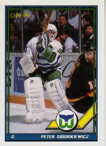 #296 Peter Sidorkiewicz - Hartford Whalers - 1991-92 O-Pee-Chee Hockey