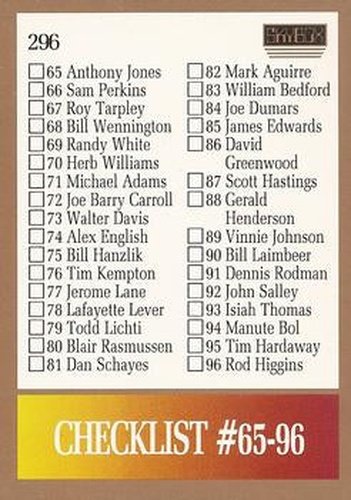 #296 Checklist: 65-122 - 1990-91 SkyBox Basketball