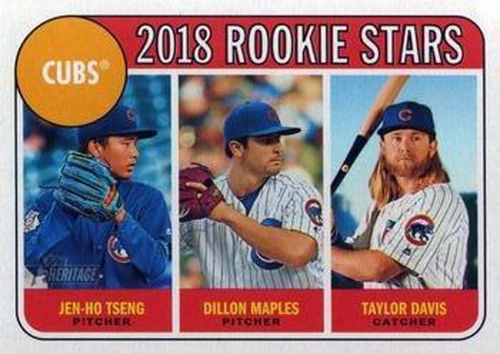 #297 Taylor Davis / Dillon Maples / Jen-Ho Tseng - Chicago Cubs - 2018 Topps Heritage Baseball