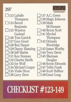 #297 Checklist: 123-180 - 1990-91 SkyBox Basketball