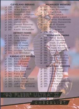 #650 Checklist: 538-650 - 1993 Ultra Baseball