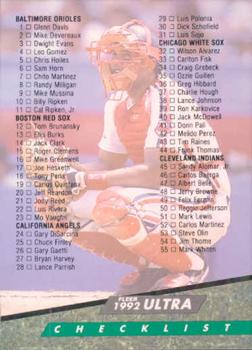 #298 Checklist: 1-108 - 1992 Ultra Baseball
