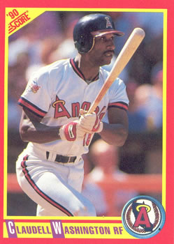 #298 Claudell Washington - California Angels - 1990 Score Baseball