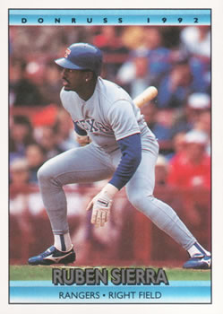 #298 Ruben Sierra - Texas Rangers - 1992 Donruss Baseball