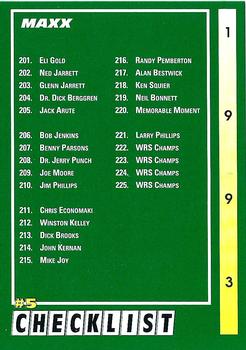 #299 Checklist #5 - 1993 Maxx Racing