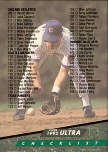 #299 Checklist: 109-208 - 1992 Ultra Baseball