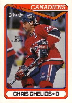 #29 Chris Chelios - Chicago Blackhawks - 1990-91 O-Pee-Chee Hockey
