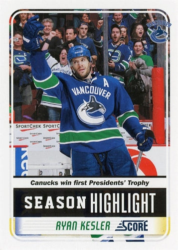 #29 Ryan Kesler - Vancouver Canucks - 2011-12 Score Hockey
