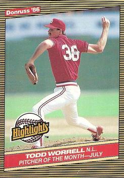 #29 Todd Worrell - St. Louis Cardinals - 1986 Donruss Highlights Baseball