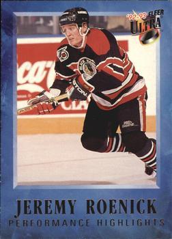 #2 Jeremy Roenick - Chicago Blackhawks - 1992-93 Ultra - Jeremy Roenick Performance Highlights Hockey