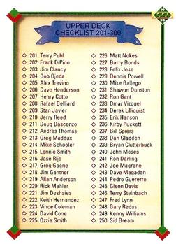 #300 Checklist: 201-300 - 1990 Upper Deck Baseball