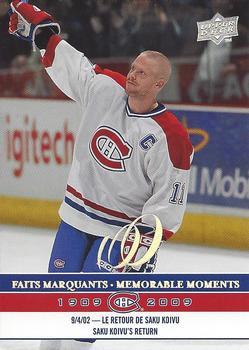 #300 Saku Koivu - Montreal Canadiens - 2008-09 Upper Deck Montreal Canadiens Centennial Hockey