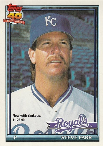 #301 Steve Farr - New York Yankees - 1991 O-Pee-Chee Baseball