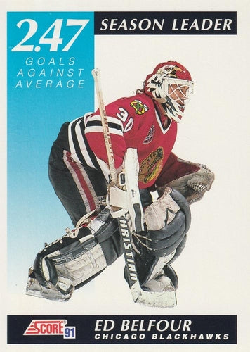 #301 Ed Belfour - Chicago Blackhawks - 1991-92 Score Canadian Bilingual Hockey