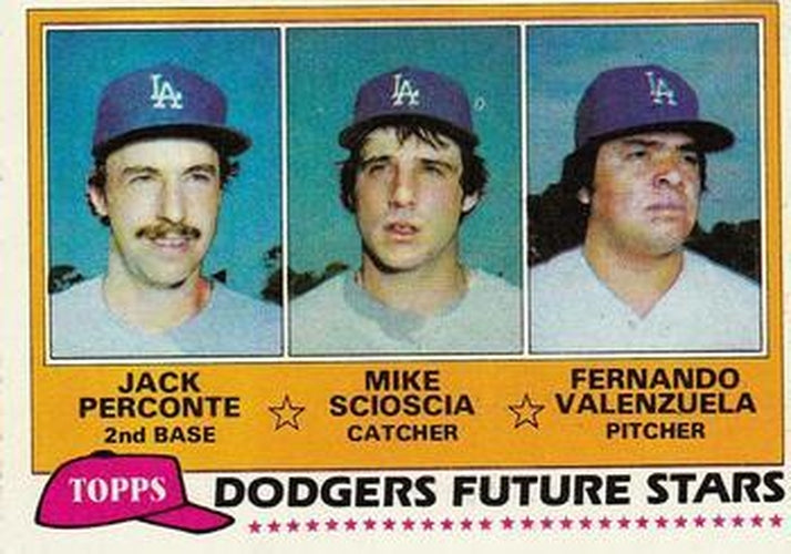 #302 Dodgers Future Stars Jack Perconte / Mike Scioscia / Fernando Valenzuela - Los Angeles Dodgers - 1981 Topps Baseball