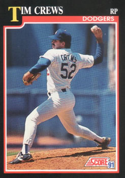 #302 Tim Crews - Los Angeles Dodgers - 1991 Score Baseball