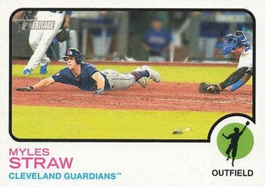 #304 Myles Straw - Cleveland Guardians - 2022 Topps Heritage Baseball