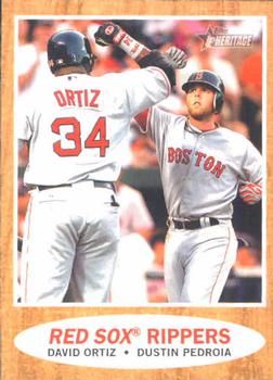 #306 David Ortiz / Dustin Pedroia - Boston Red Sox - 2011 Topps Heritage Baseball