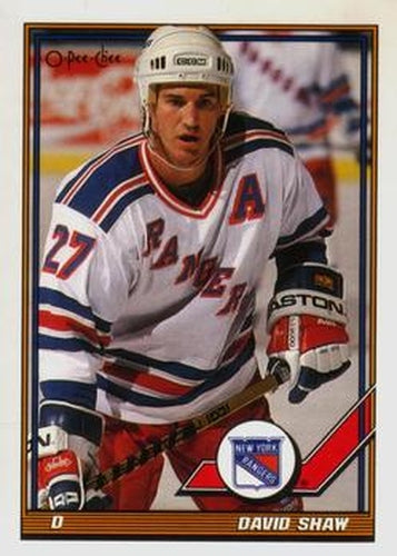 #306 David Shaw - New York Rangers - 1991-92 O-Pee-Chee Hockey