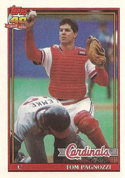 #308 Tom Pagnozzi - St. Louis Cardinals - 1991 Topps Baseball