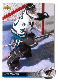 #308 Jeff Hackett - San Jose Sharks - 1992-93 Upper Deck Hockey