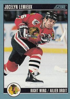 #309 Jocelyn Lemieux - Chicago Blackhawks - 1992-93 Score Canadian Hockey