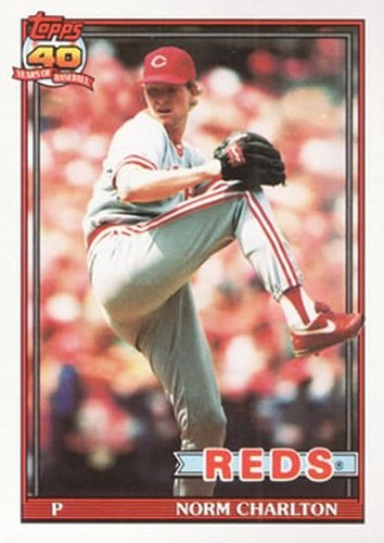 #309 Norm Charlton - Cincinnati Reds - 1991 Topps Baseball