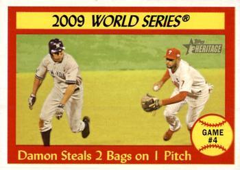 #309 Damon Steals 2 Bags on 1 Pitch - New York Yankees - 2010 Topps Heritage Baseball