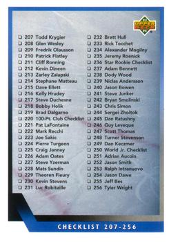 #310 Checklist 207-310 - 1993-94 Upper Deck Hockey