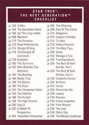 #310 STAR TREK: The Next Generation Checklist - 1991 Impel Star Trek 25th Anniversary