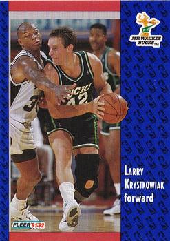 #314 Larry Krystkowiak - Milwaukee Bucks - 1991-92 Fleer Basketball