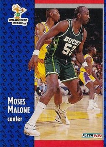 #315 Moses Malone - Milwaukee Bucks - 1991-92 Fleer Basketball