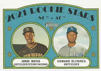 #315 NL/AL 2021 Rookie Stars Jorge Mateo / Edward Olivares - San Diego Padres / Kansas City Royals - 2021 Topps Heritage Baseball