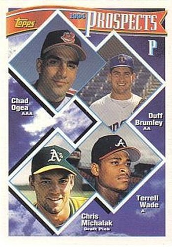 #316 P Prospects Chad Ogea / Duff Brumley / Terrell Wade / Chris Michalak PROS - Cleveland Indians / Texas Rangers / Atlanta Braves / Oakland Athletics - 1994 Topps Baseball