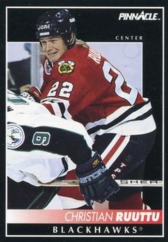 #317 Christian Ruuttu - Chicago Blackhawks - 1992-93 Pinnacle Canadian Hockey
