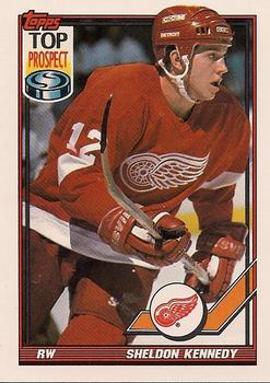 #317 Sheldon Kennedy - Detroit Red Wings - 1991-92 Topps Hockey