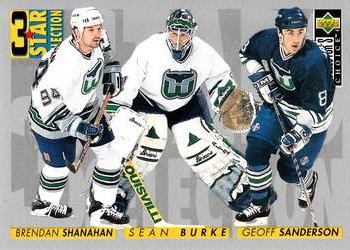 #319 Brendan Shanahan / Geoff Sanderson / Sean Burke - Hartford Whalers - 1996-97 Collector's Choice Hockey