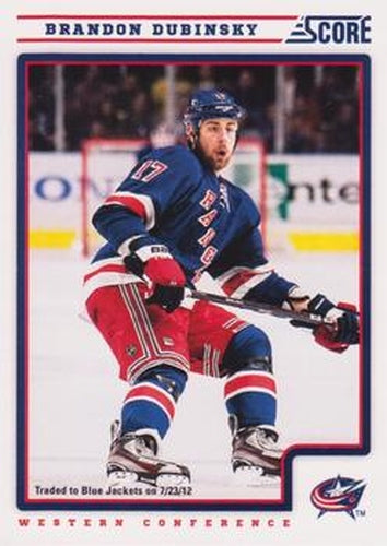 #320 Brandon Dubinsky - Columbus Blue Jackets - 2012-13 Score Hockey