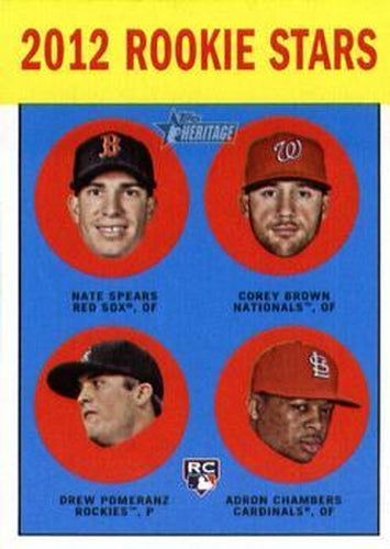 #321 Drew Pomeranz / Nate Spears / Corey Brown / Adron Chambers - Colorado Rockies / Boston Red Sox / Washington Nationals / St. Louis Cardinals - 2012 Topps Heritage Baseball