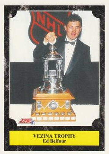 #321 Ed Belfour Vezina Trophy - Chicago Blackhawks - 1991-92 Score Canadian Bilingual Hockey