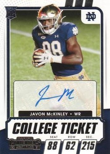 #323 Javon McKinley - Notre Dame Fighting Irish - 2021 Panini Contenders Draft Picks Football