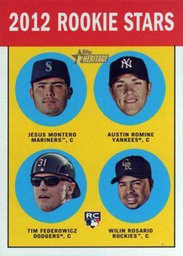 #324 Jesus Montero / Austin Romine / Tim Federowicz / Wilin Rosario - Seattle Mariners / New York Yankees / Los Angeles Dodgers / Colorado Rockies - 2012 Topps Heritage Baseball