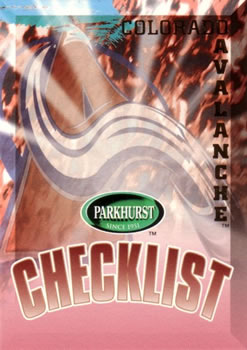 #324 Avalanche Checklist - Colorado Avalanche - 1995-96 Parkhurst International Hockey