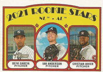 #325 NL/AL 2021 Rookie Stars Deivi Garcia / Ian Anderson / Cristian Javier - New York Yankees / Atlanta Braves / Houston Astros - 2021 Topps Heritage Baseball