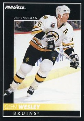#326 Glen Wesley - Boston Bruins - 1992-93 Pinnacle Canadian Hockey