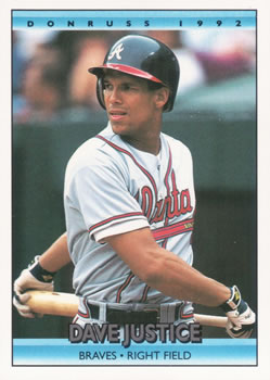 #327 Dave Justice - Atlanta Braves - 1992 Donruss Baseball