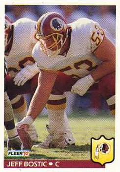 #413 Jeff Bostic - Washington Redskins - 1992 Fleer Football